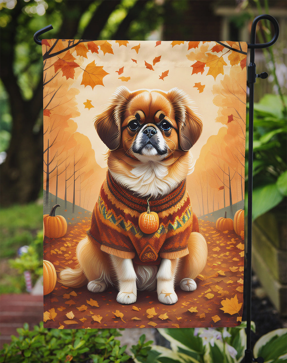 Tibetan Spaniel Fall Garden Flag