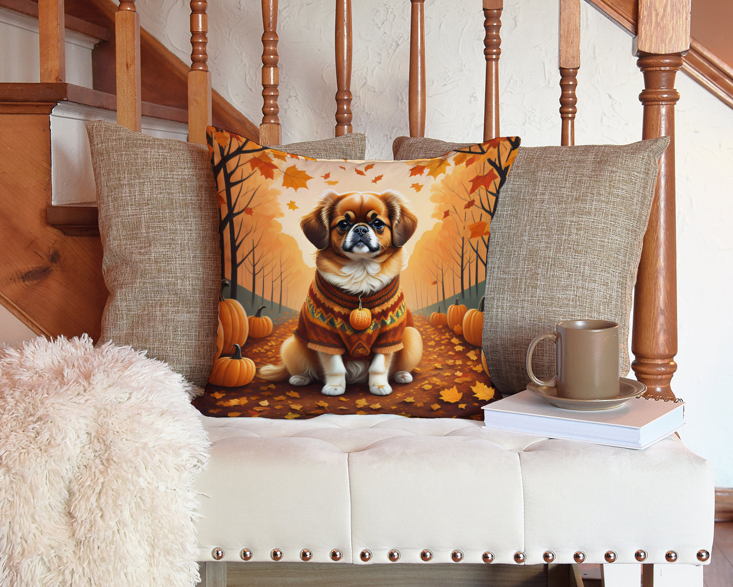 Tibetan Spaniel Fall Throw Pillow