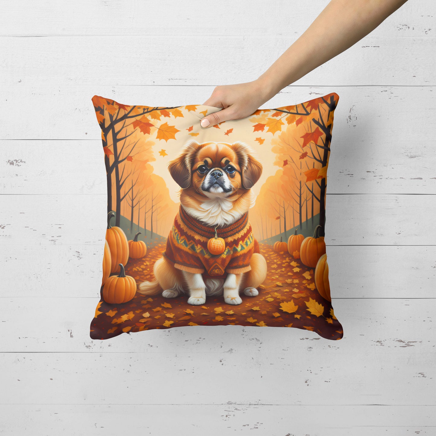 Tibetan Spaniel Fall Throw Pillow