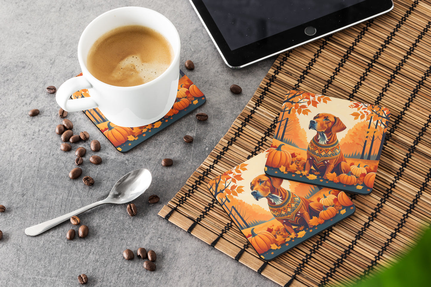 Vizsla Fall Foam Coasters
