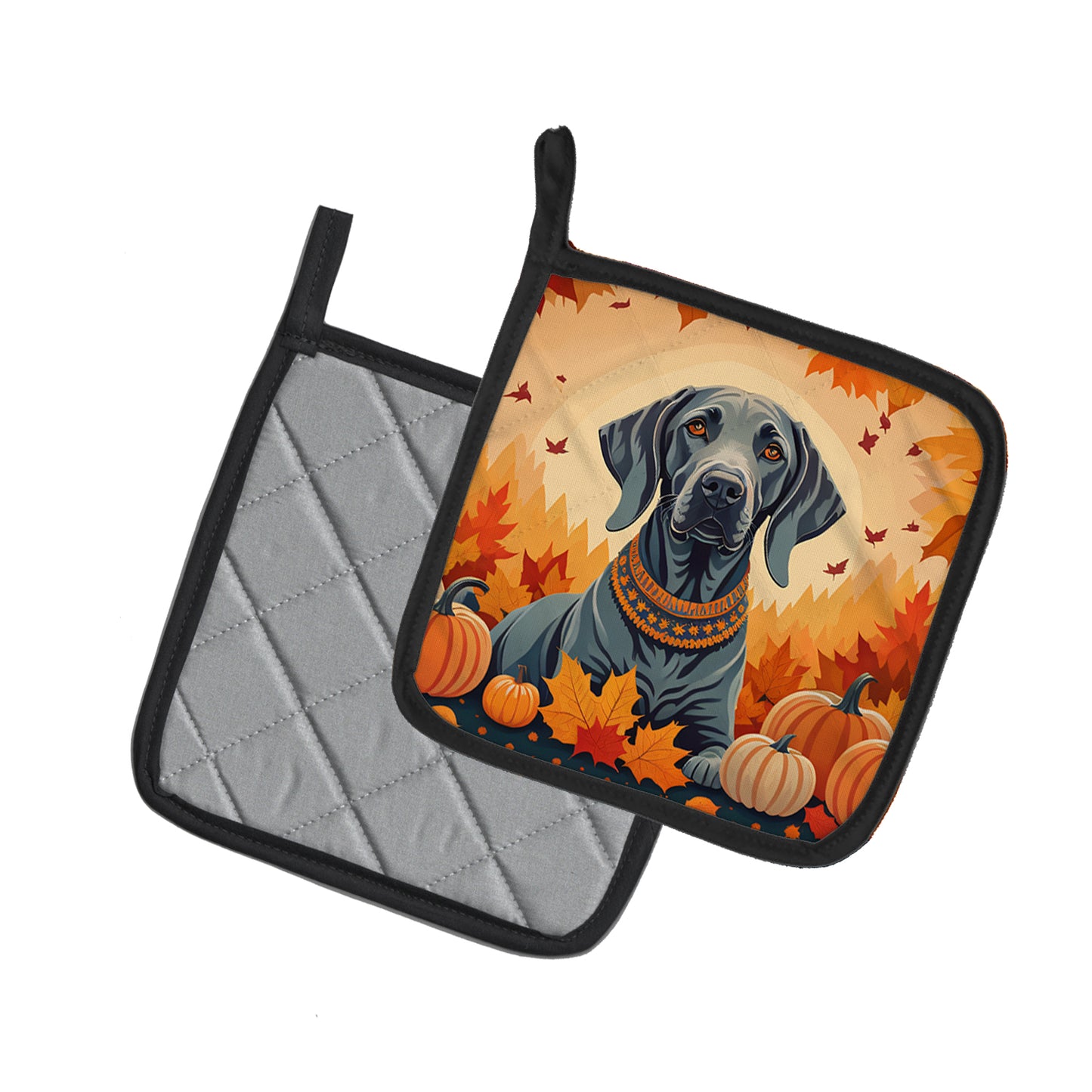 Weimaraner Fall Pair of Pot Holders