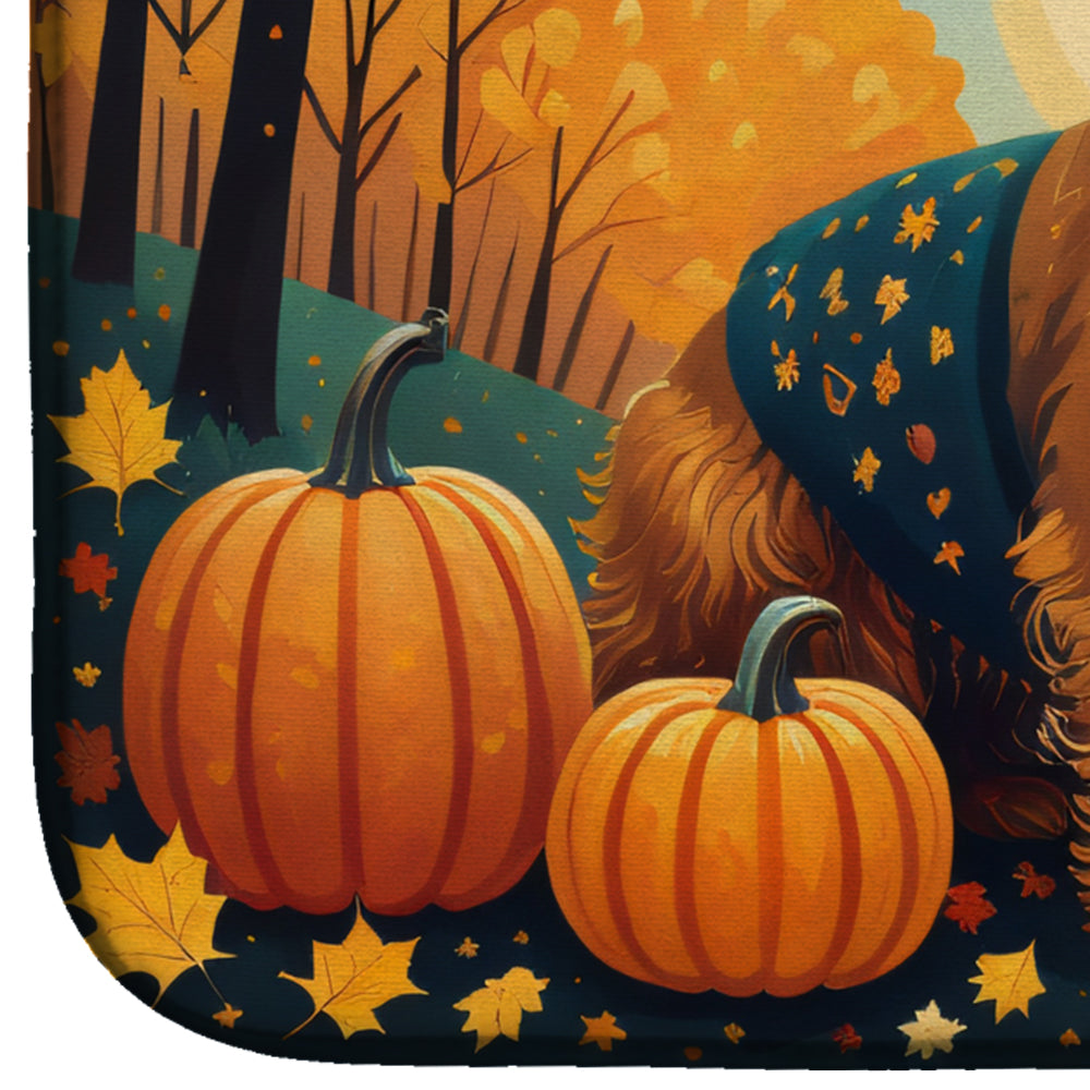 Welsh Terrier Fall Dish Drying Mat