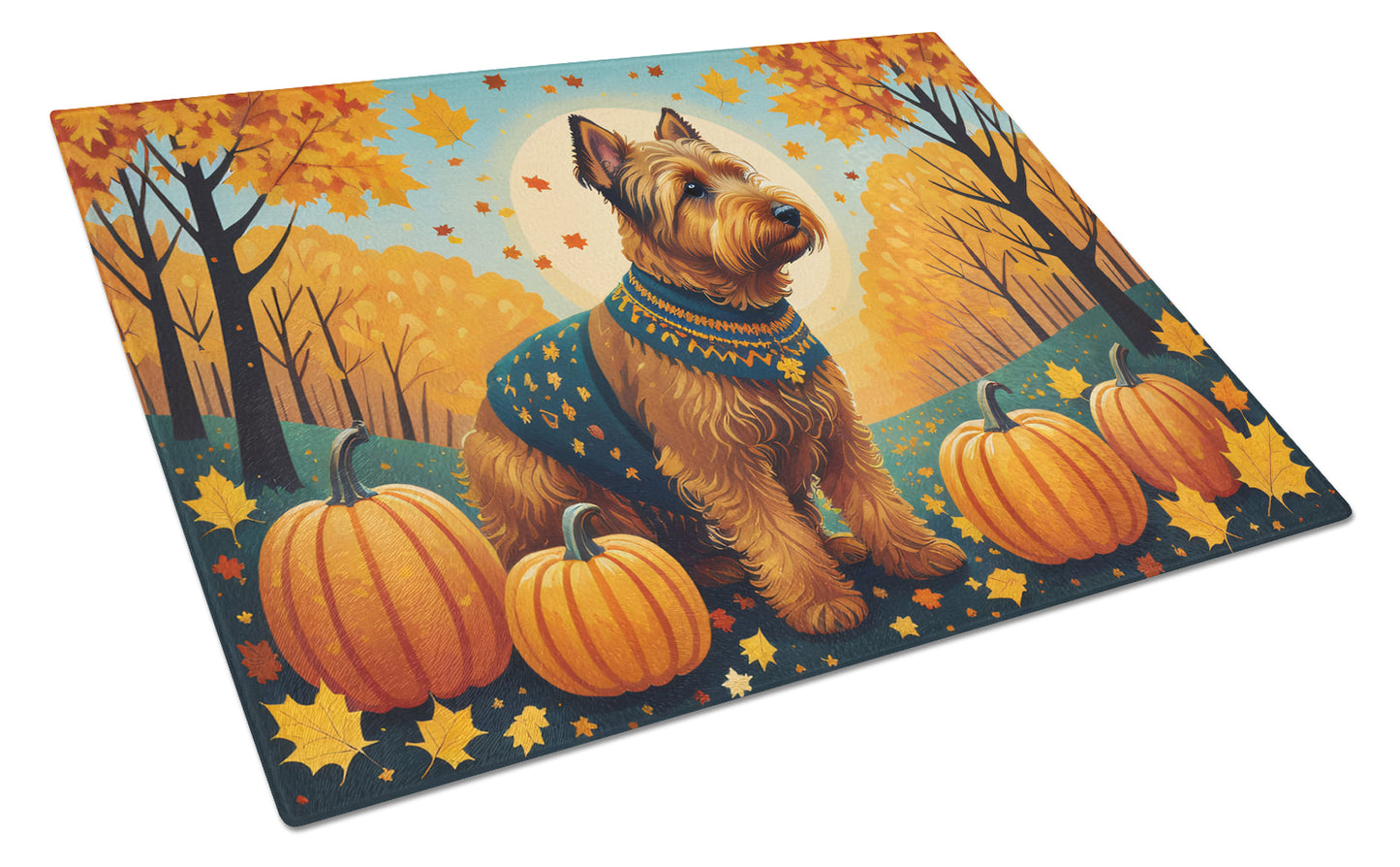 Buy this Welsh Terrier Fall Glass Cutting Board