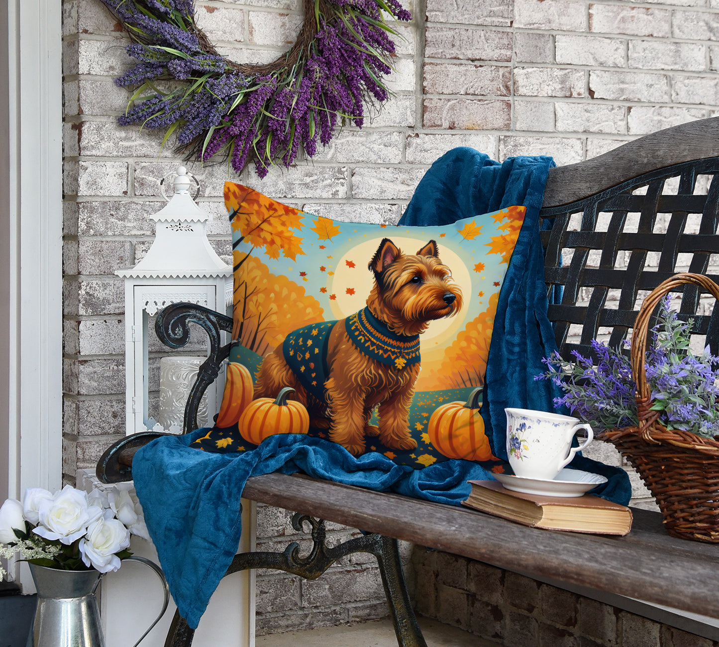 Welsh Terrier Fall Throw Pillow