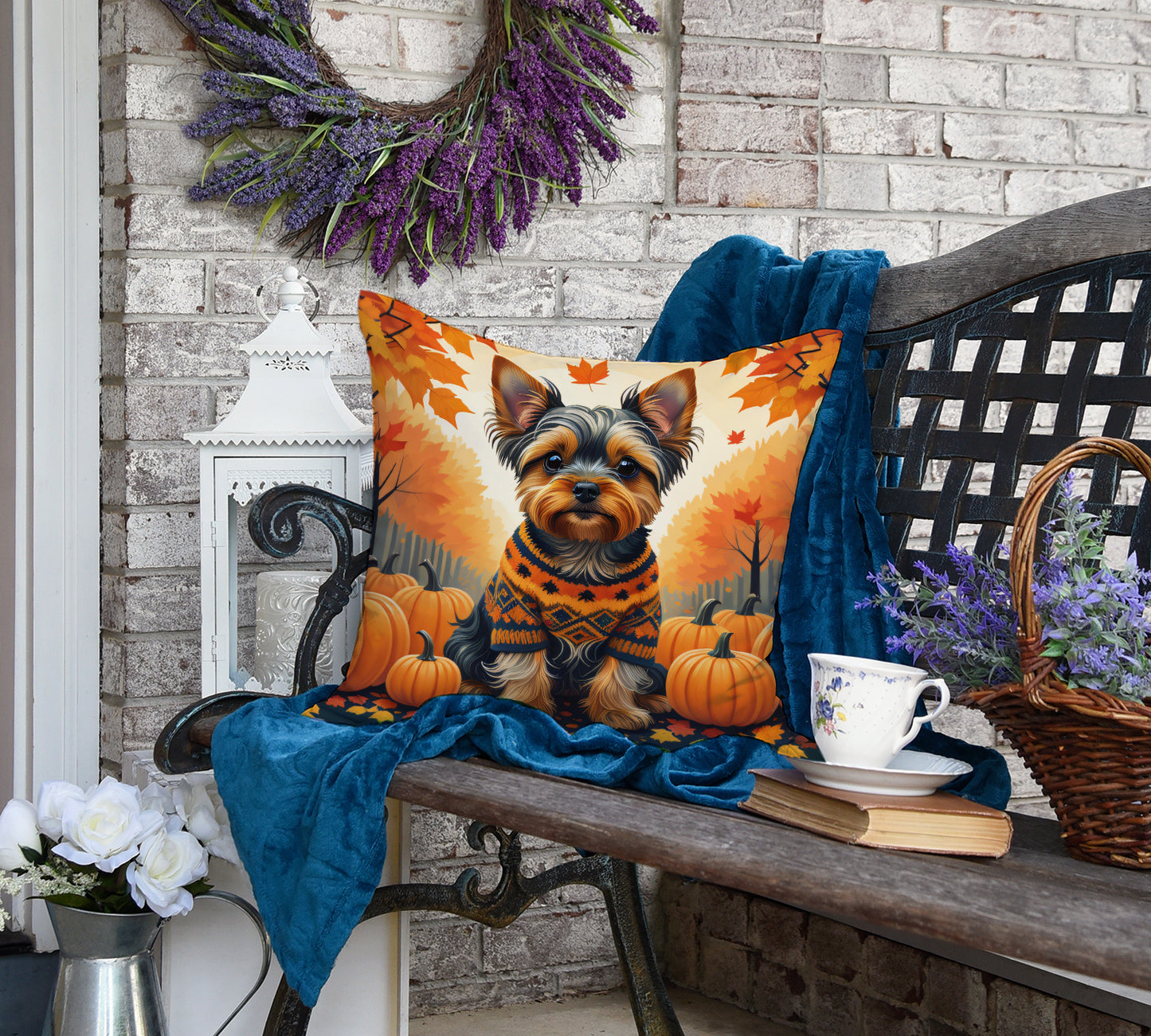 Yorkshire Terrier Fall Throw Pillow