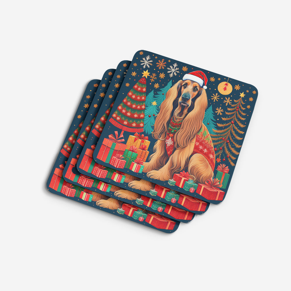 Afghan Hound Christmas Foam Coasters