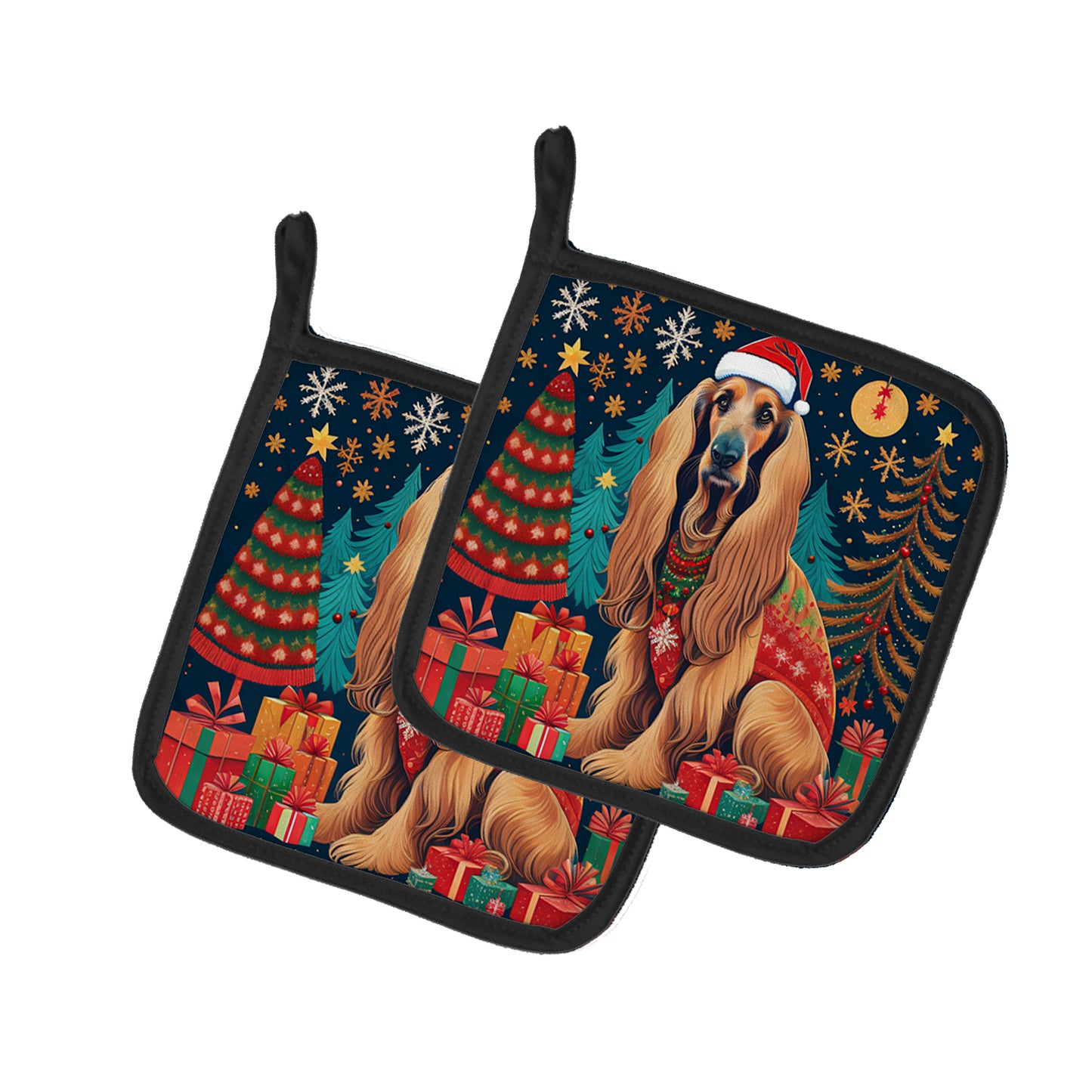 Buy this Afghan Hound Christmas Pair of Pot Holders