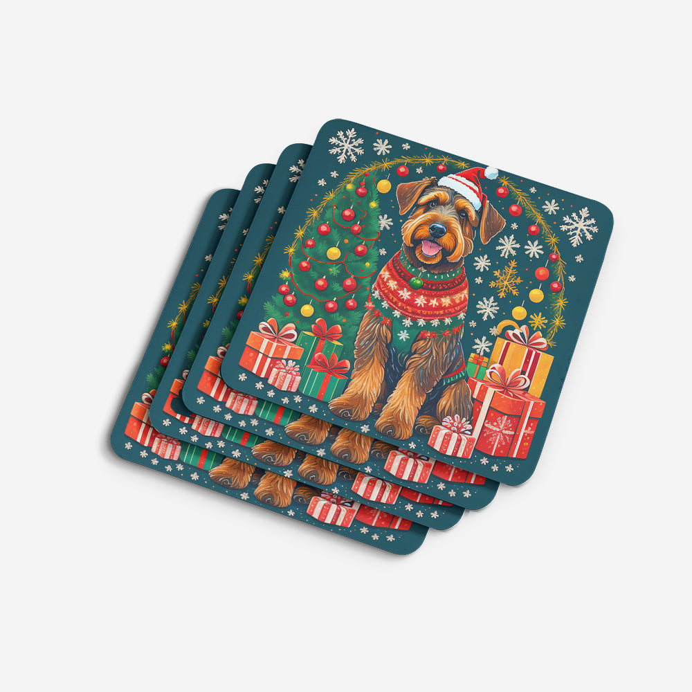 Airedale Terrier Christmas Foam Coasters