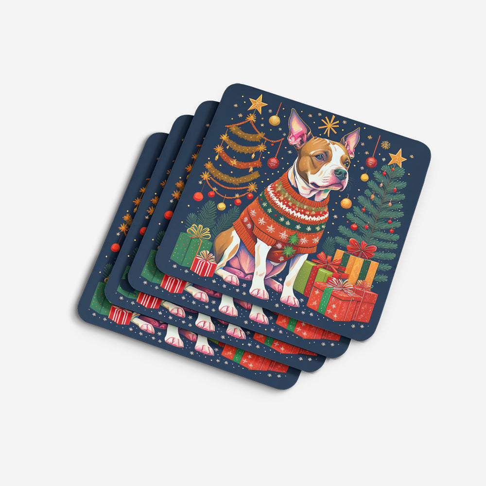 Pit Bull Terrier Christmas Foam Coasters