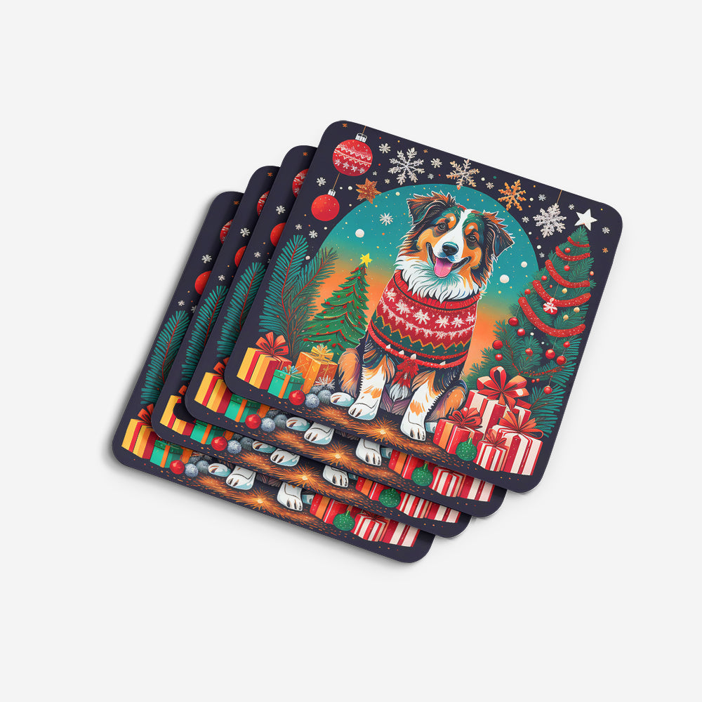 Australian Shepherd Christmas Foam Coasters