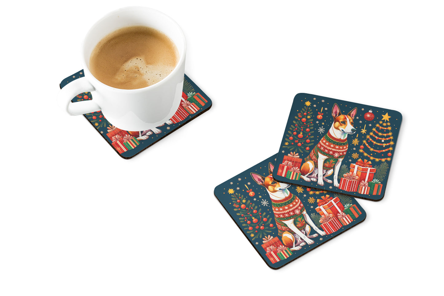 Basenji Christmas Foam Coasters