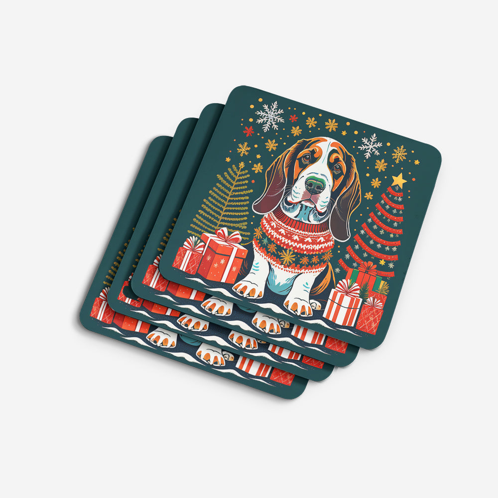 Basset Hound Christmas Foam Coasters