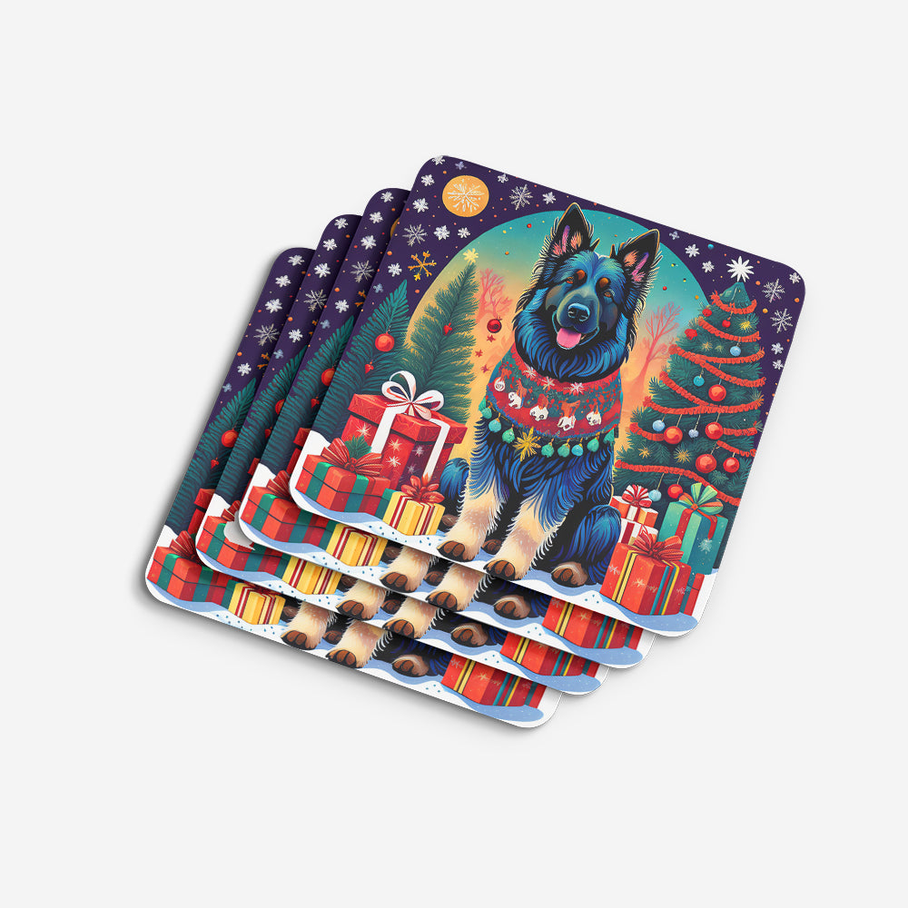 Belgian Sheepdog Christmas Foam Coasters
