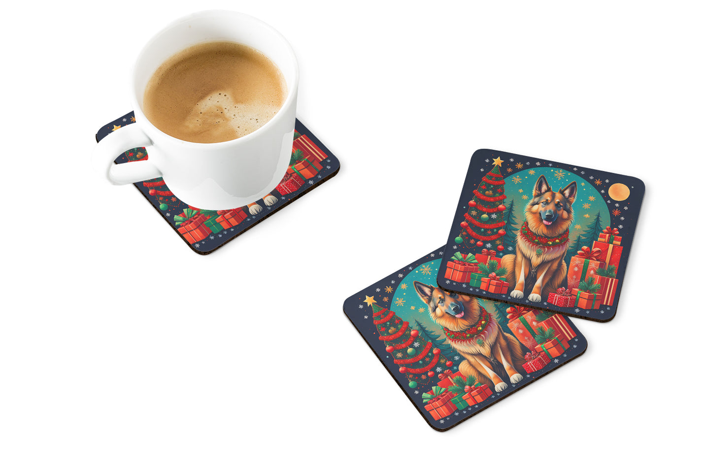 Belgian Tervuren Christmas Foam Coasters