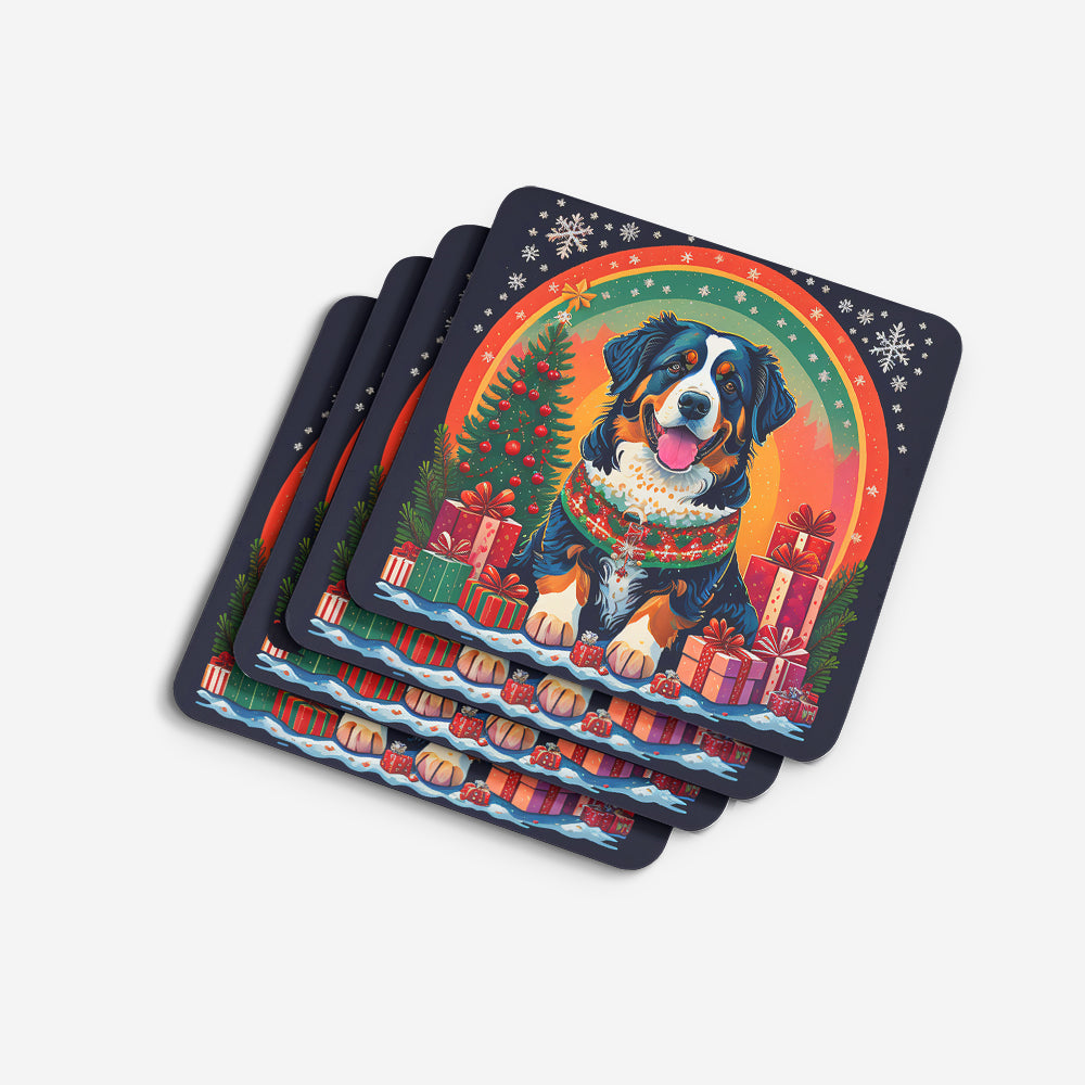 Bernese Mountain Dog Christmas Foam Coasters