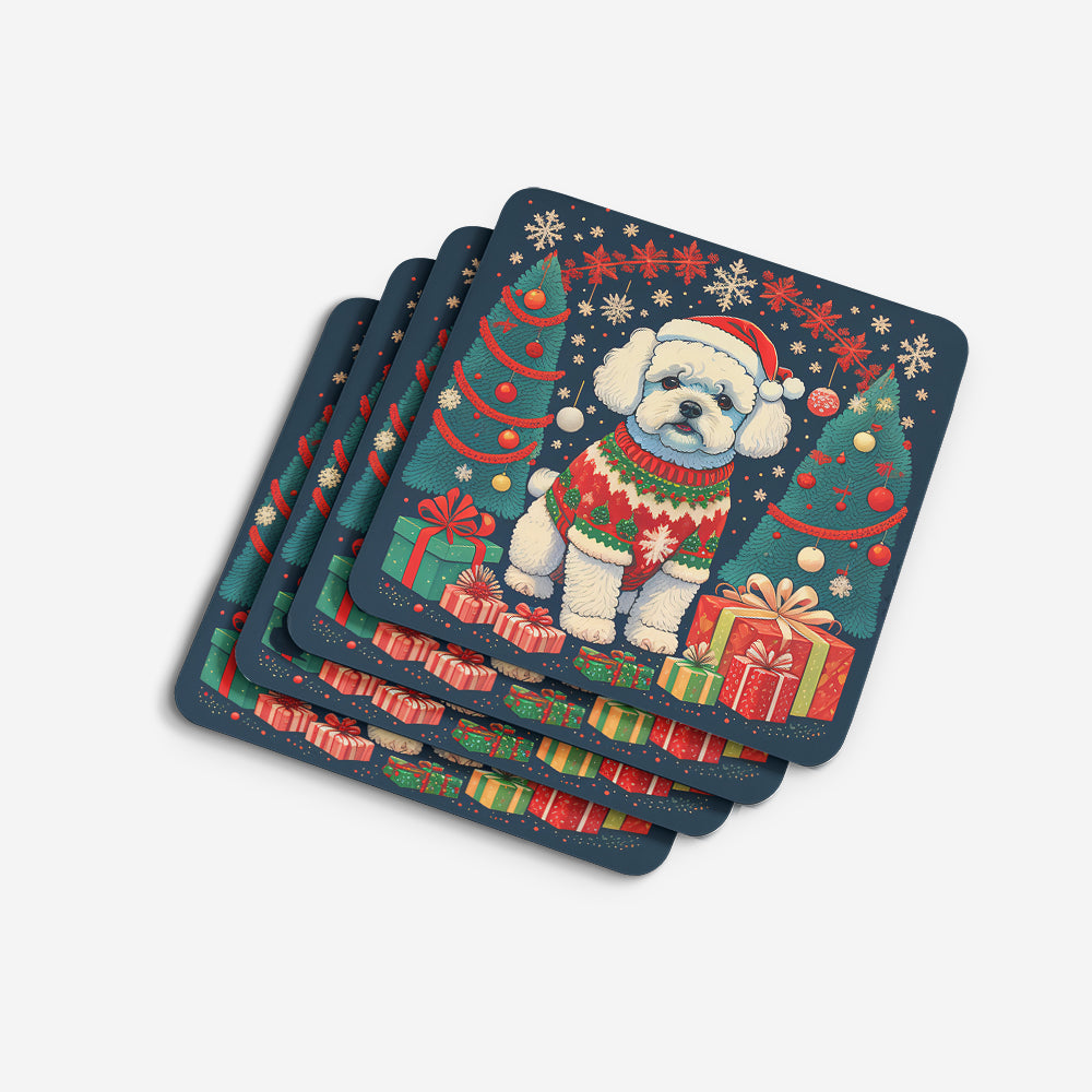 Bichon Frise Christmas Foam Coasters