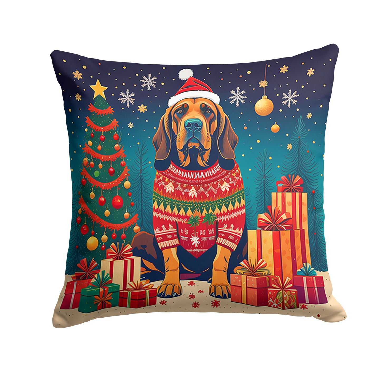 Buy this Bloodhound Christmas Throw Pillow