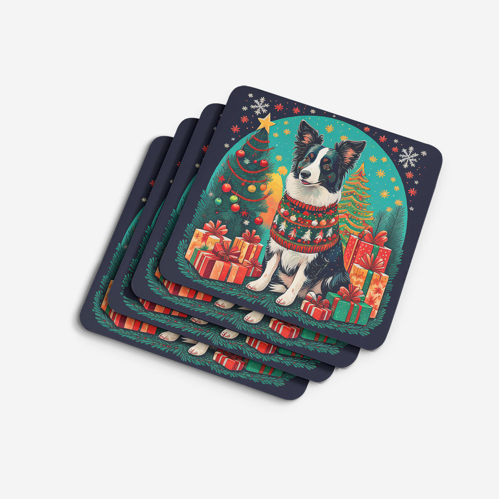 Border Collie Christmas Foam Coasters