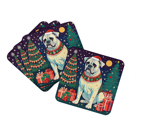 Buy this White Boxer Christmas Foam Coasters
