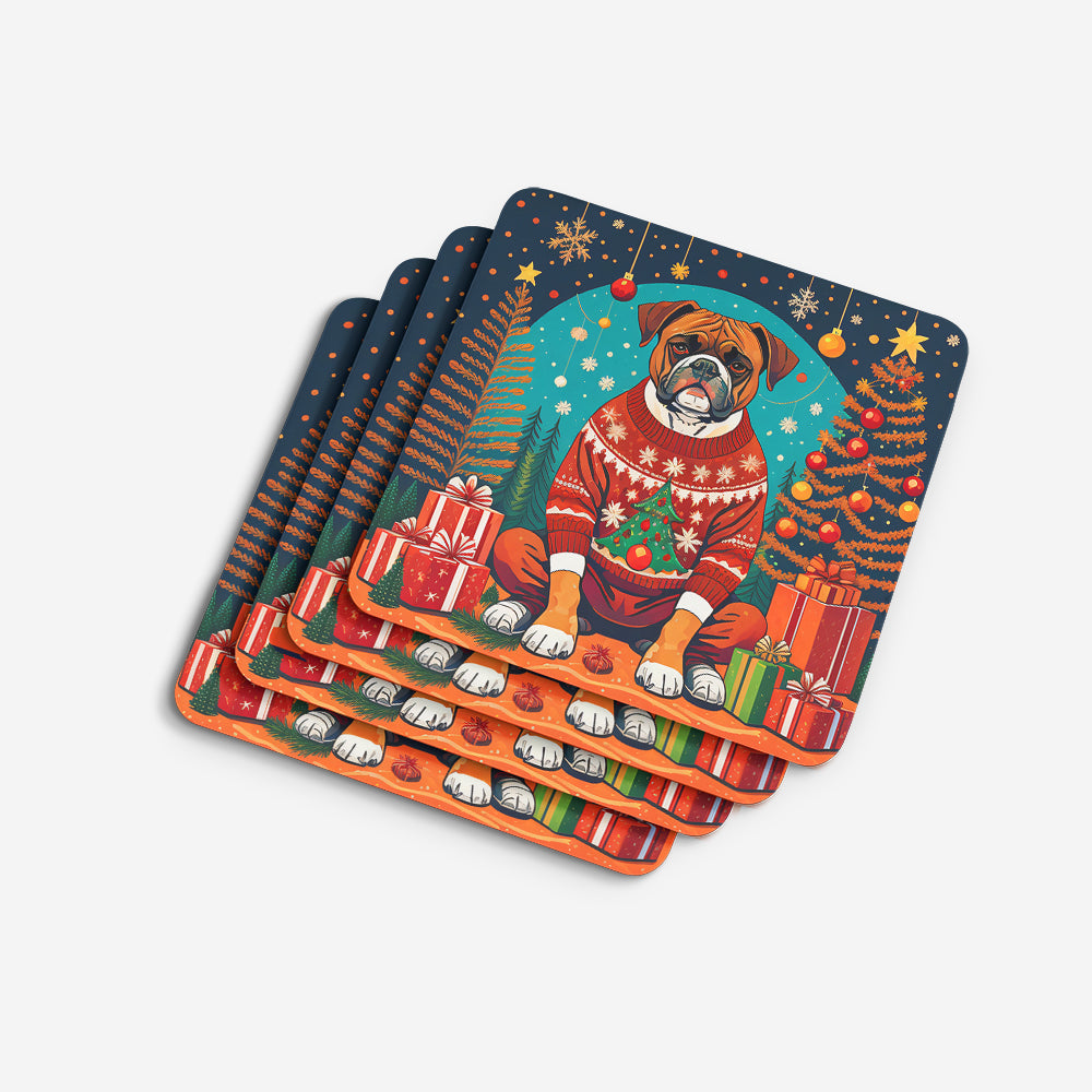 Boxer Christmas Foam Coasters