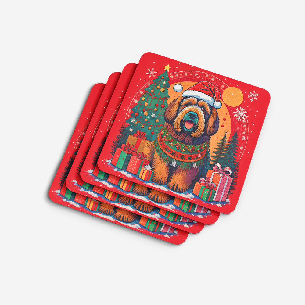 Briard Christmas Foam Coasters