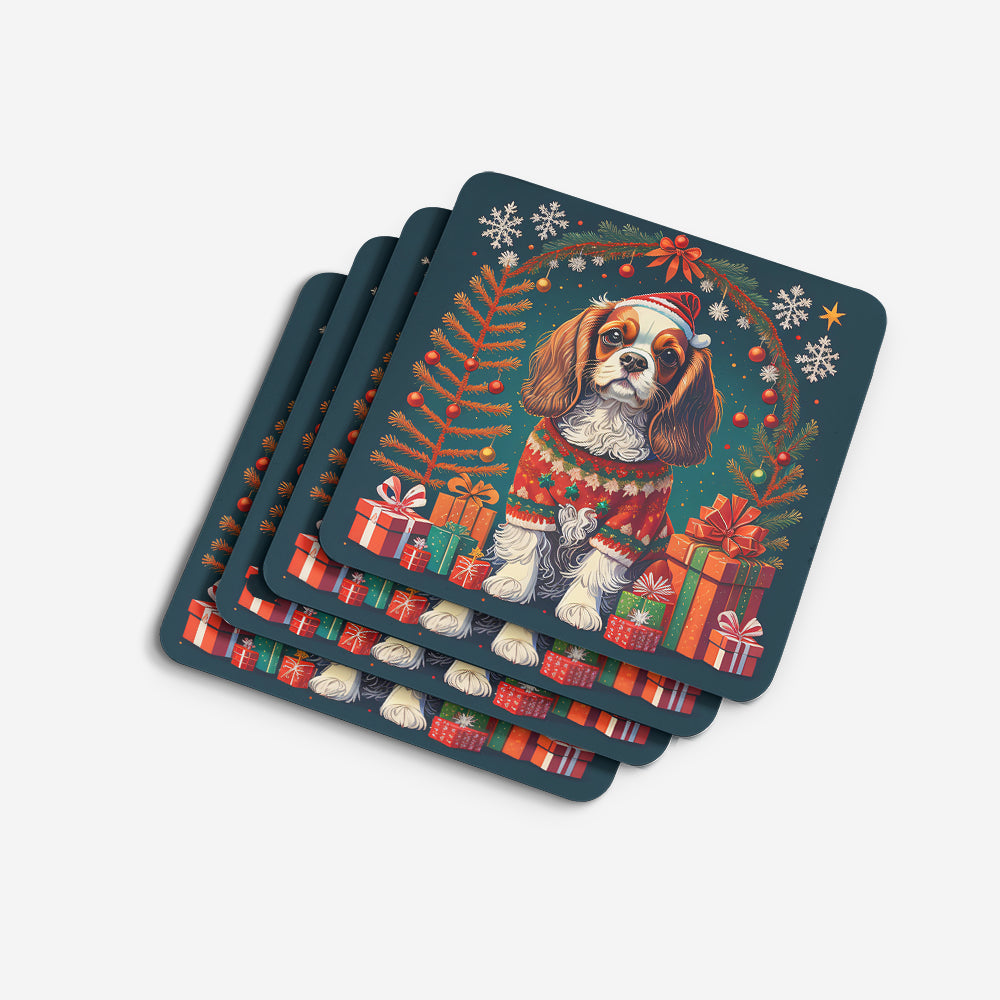 Cavalier King Charles Spaniel Christmas Foam Coasters