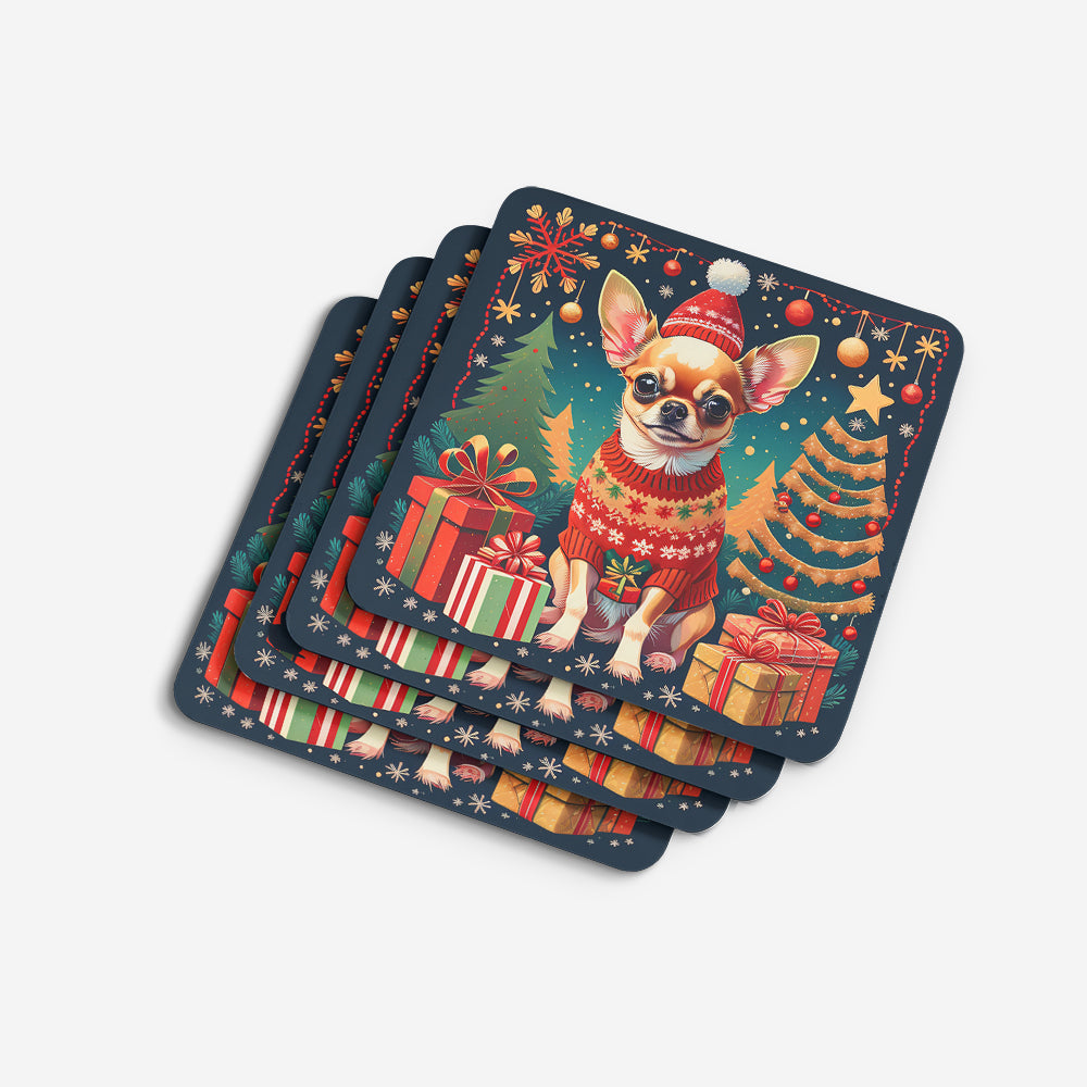 Chihuahua Christmas Foam Coasters