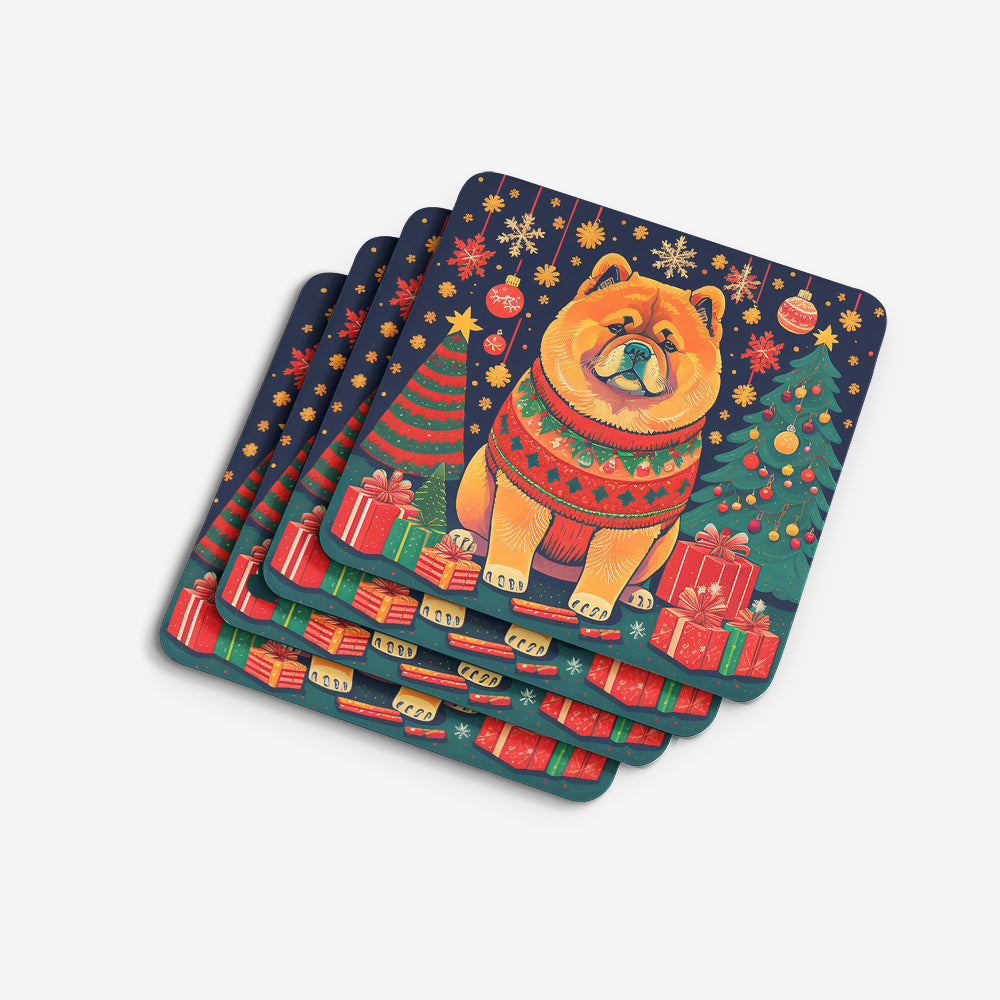 Chow Chow Christmas Foam Coasters