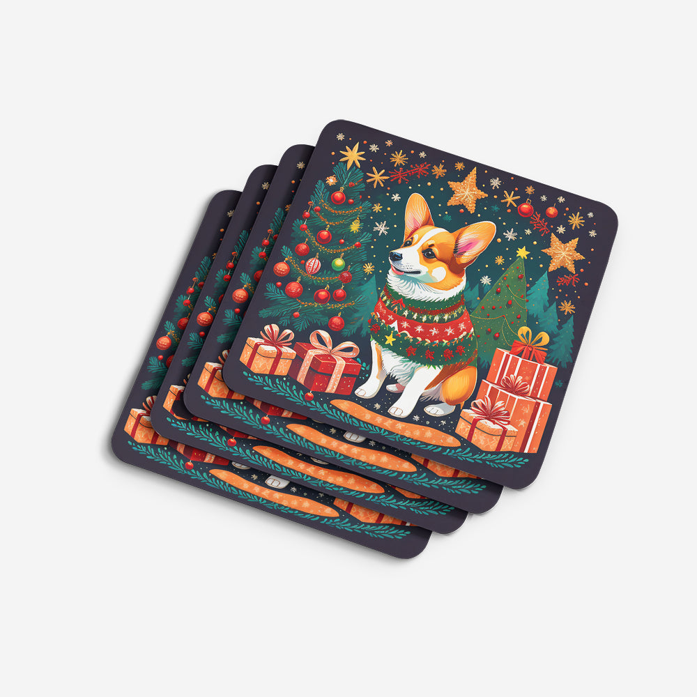 Corgi Christmas Foam Coasters