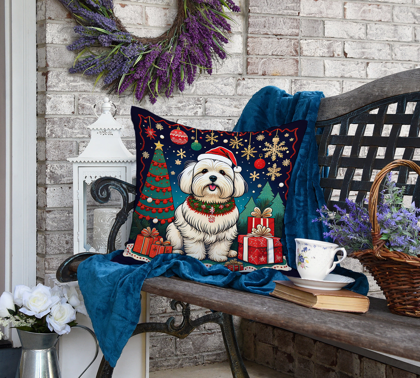 Coton De Tulear Christmas Throw Pillow