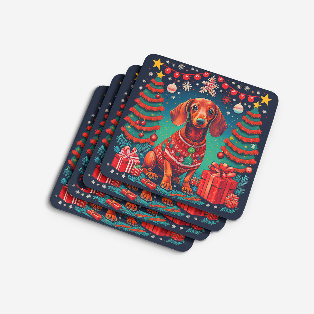 Dachshund Christmas Foam Coasters