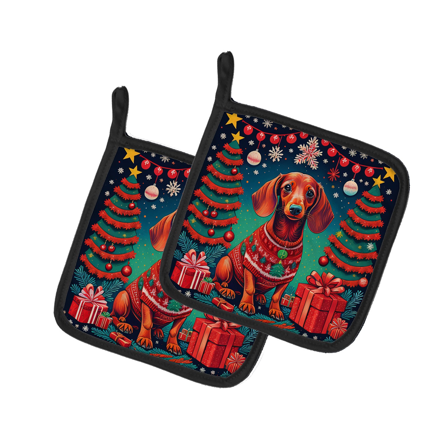 Buy this Dachshund Christmas Pair of Pot Holders