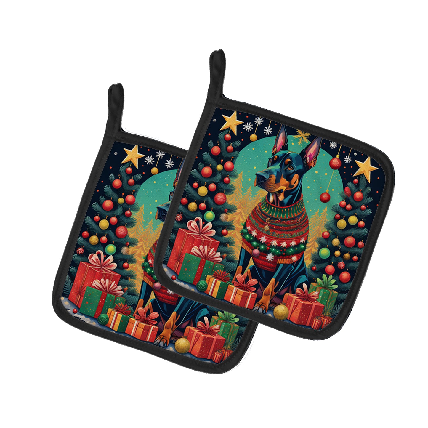 Buy this Doberman Pinscher Christmas Pair of Pot Holders