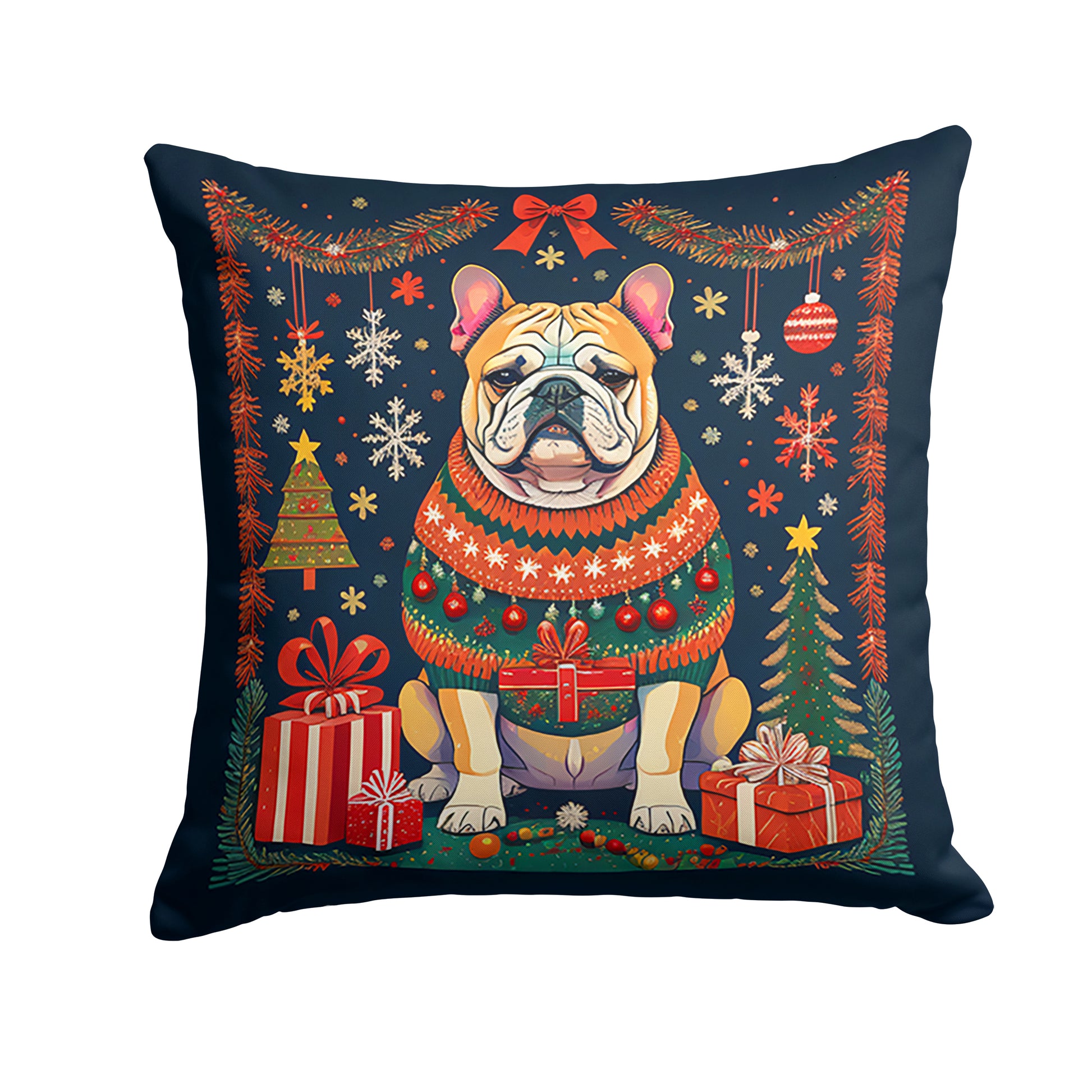 Buy this English Bulldog Christmas Throw Pillow