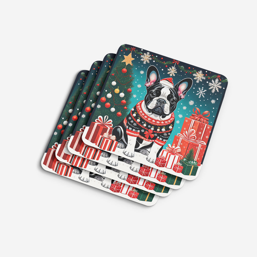 French Bulldog Christmas Foam Coasters