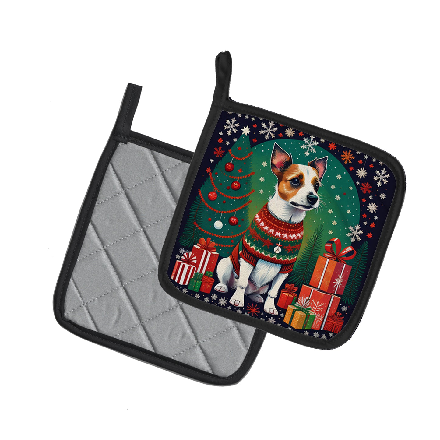 Jack Russell Terrier Christmas Pair of Pot Holders