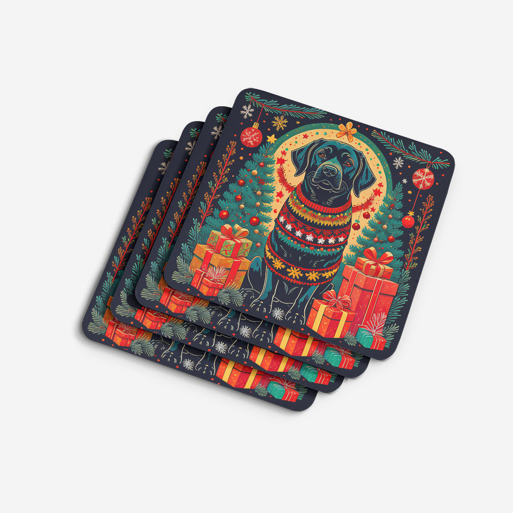 Black Labrador Retriever Christmas Foam Coasters