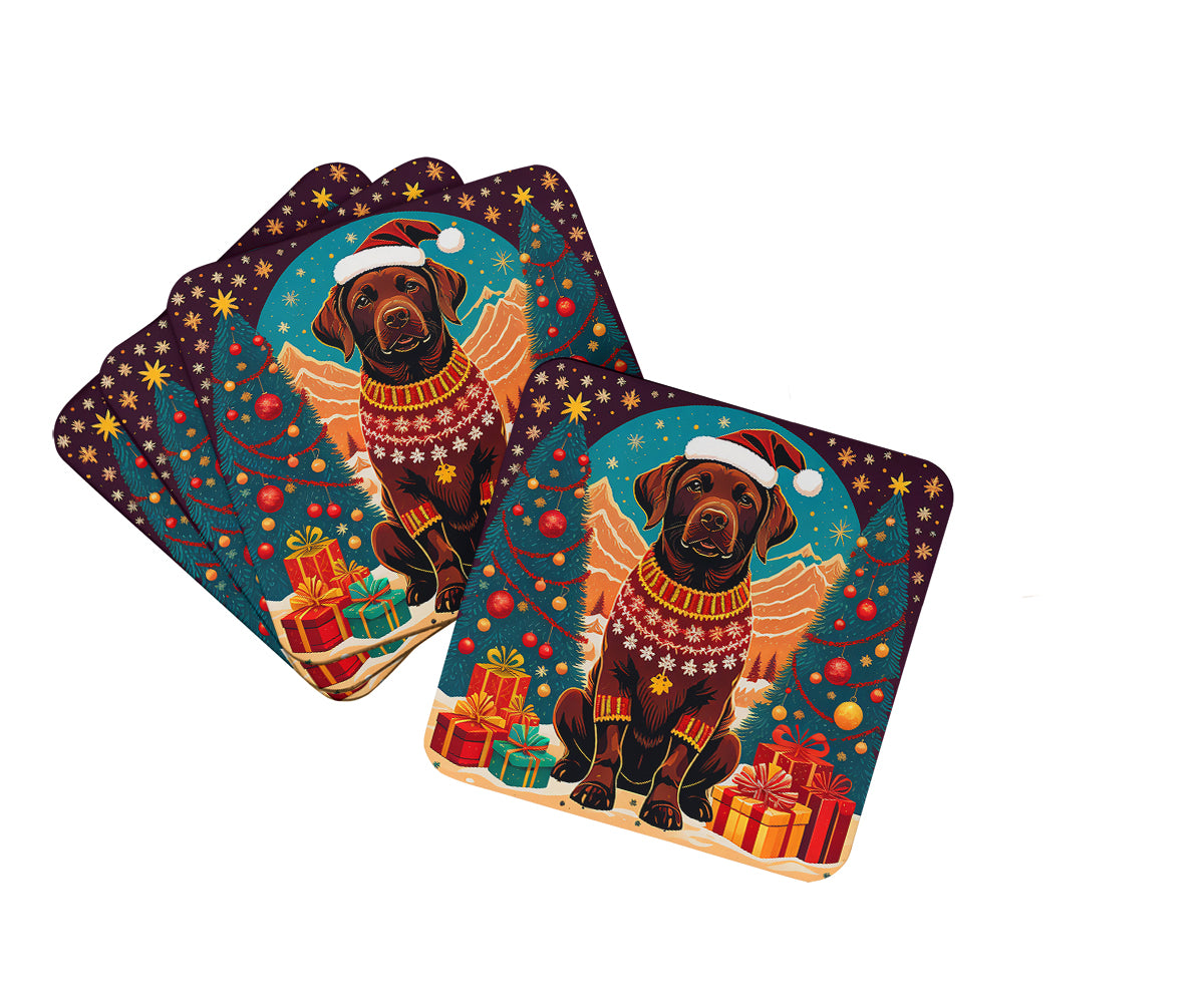 Buy this Chocolate Labrador Retriever Christmas Foam Coasters