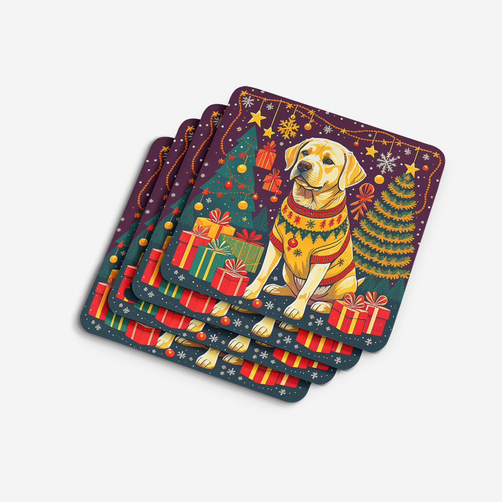 Yellow Labrador Retriever Christmas Foam Coasters
