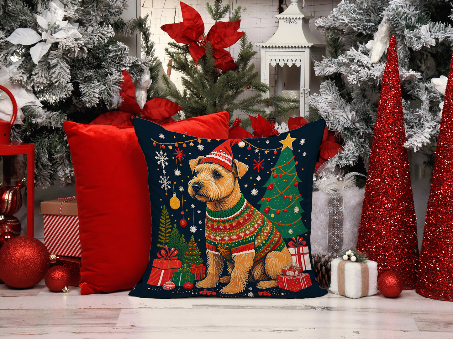 Lakeland Terrier Christmas Throw Pillow