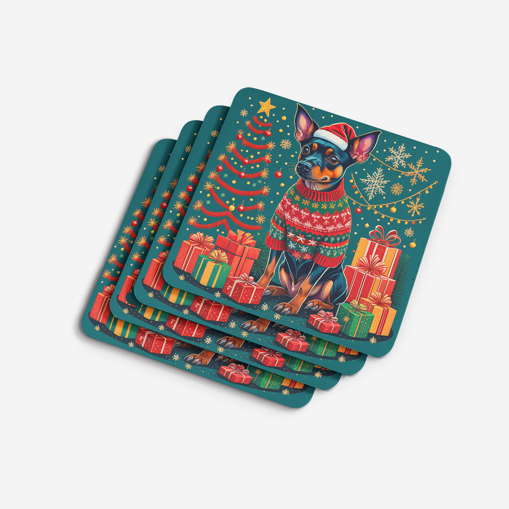 Miniature Pinscher Christmas Foam Coasters