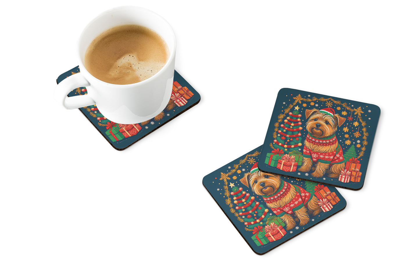 Norfolk Terrier Christmas Foam Coasters