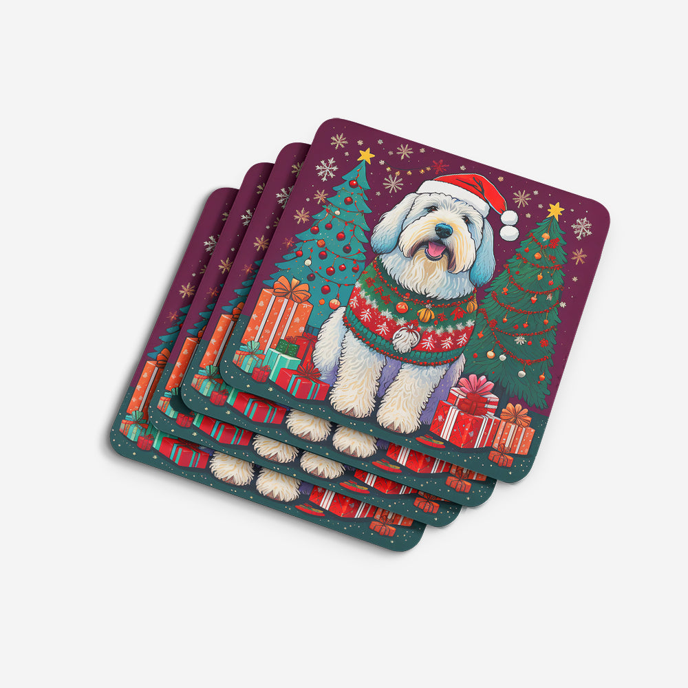 Old English Sheepdog Christmas Foam Coasters