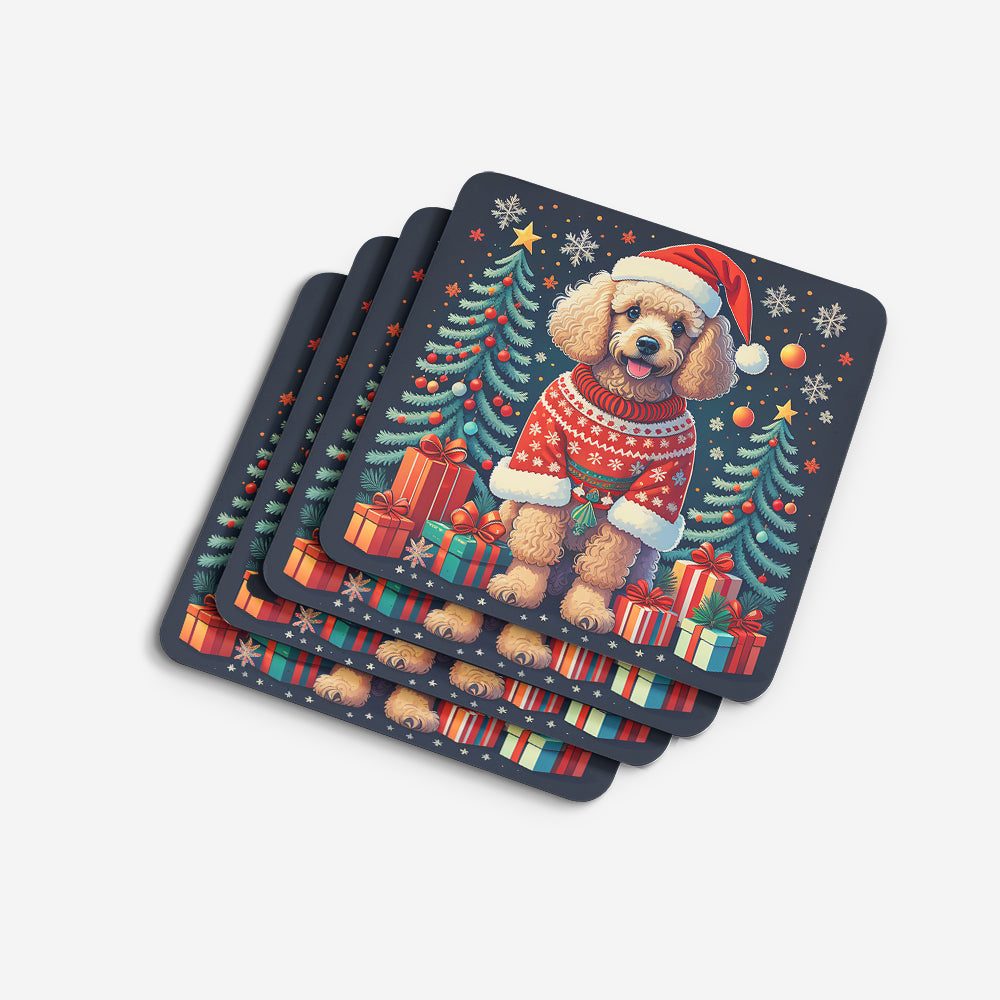 Apricot Toy Poodle Christmas Foam Coasters