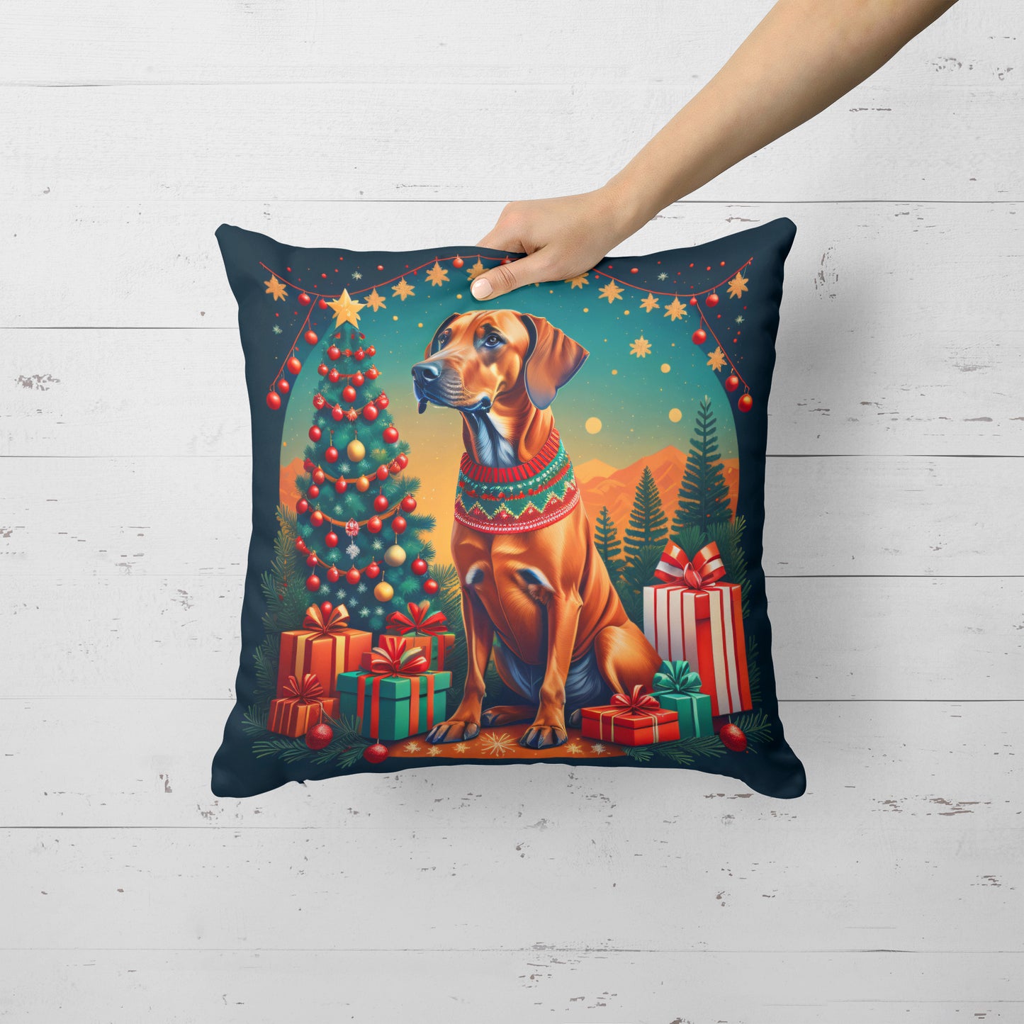 Rhodesian Ridgeback Christmas Throw Pillow