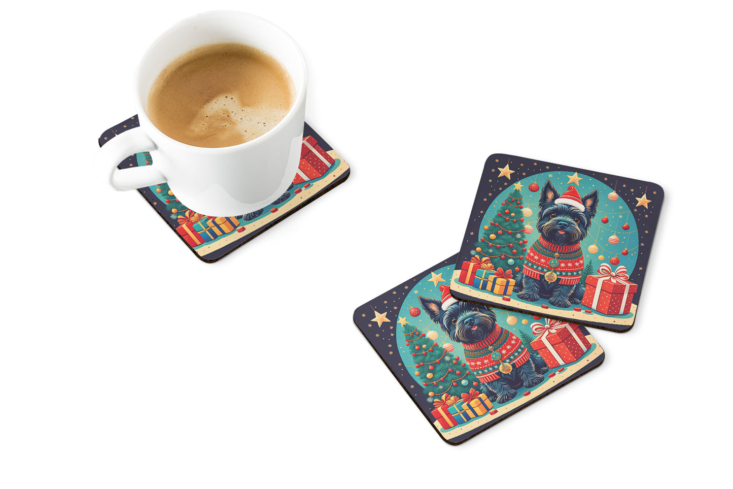 Scottish Terrier Christmas Foam Coasters