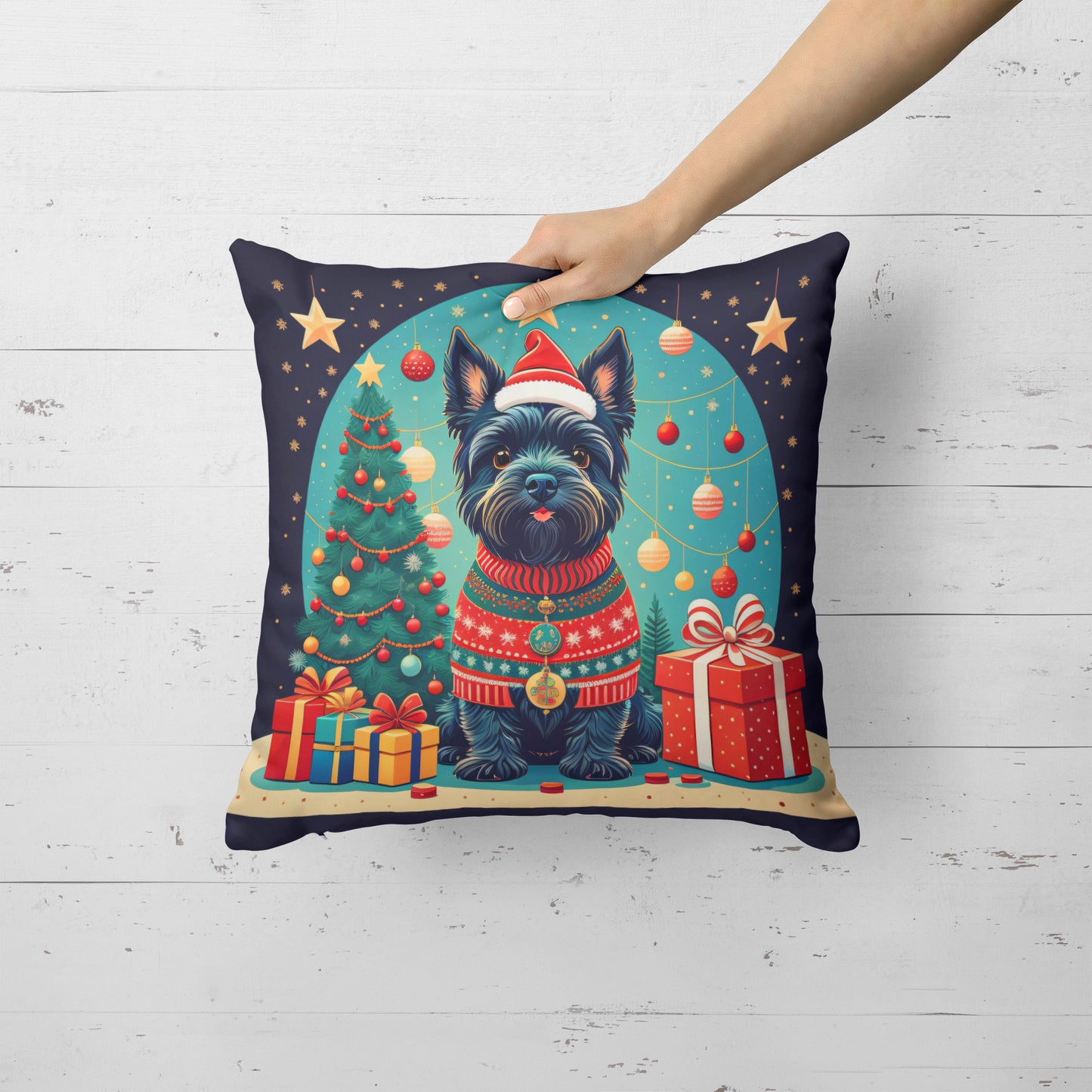 Scottish Terrier Christmas Throw Pillow