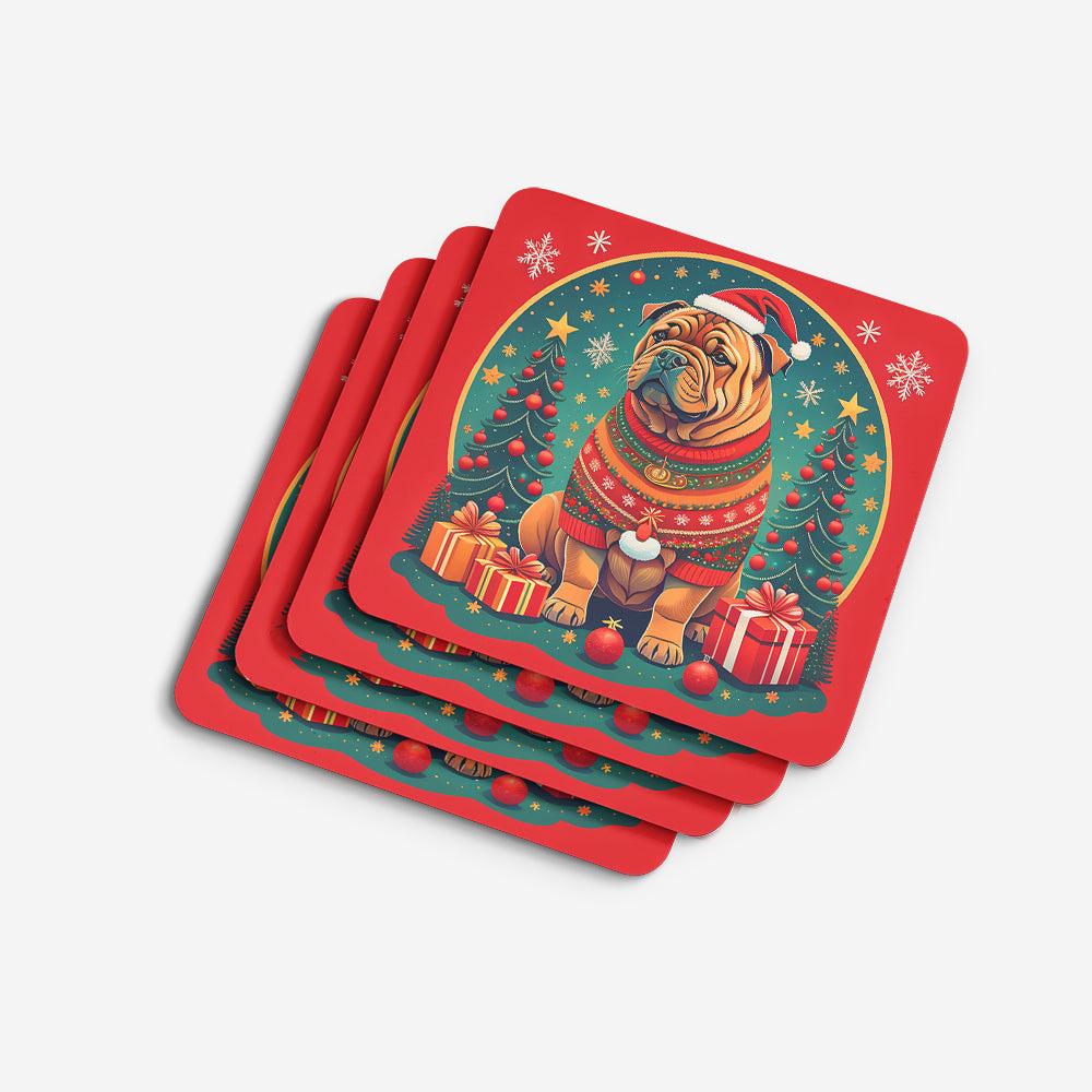 Shar Pei Christmas Foam Coasters