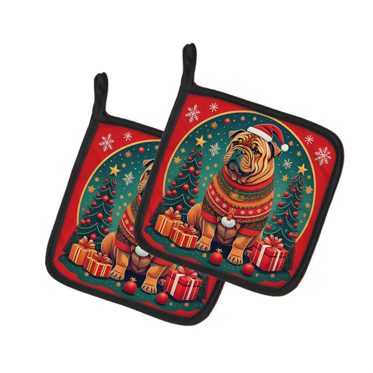 Buy this Shar Pei Christmas Pair of Pot Holders