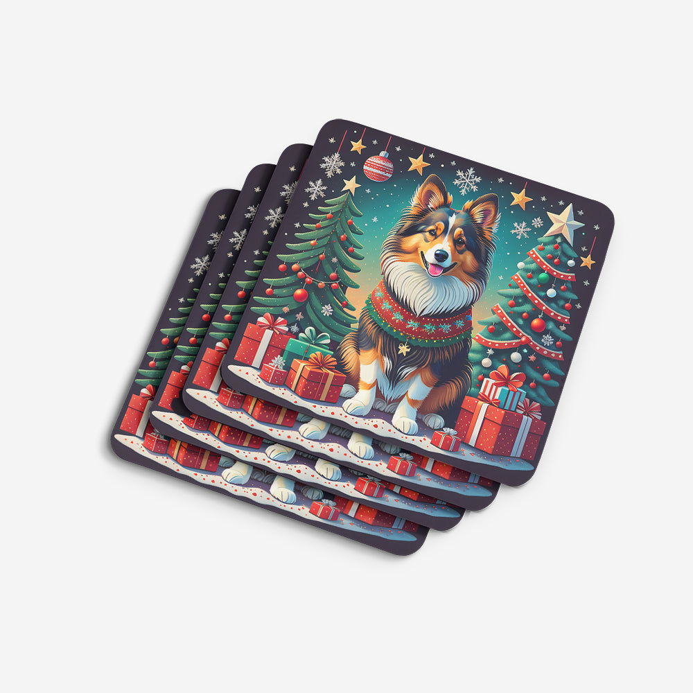 Sheltie Christmas Foam Coasters